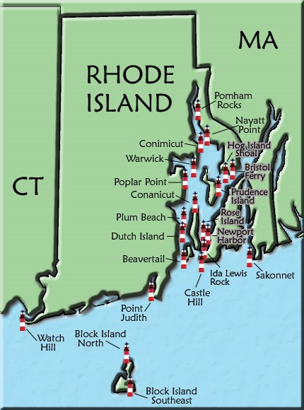 Rhode Island 13 Colonies Map